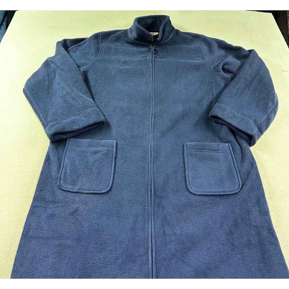 L.L. Bean Women's Winter Fleece Oversized Robe Full Zip Navy